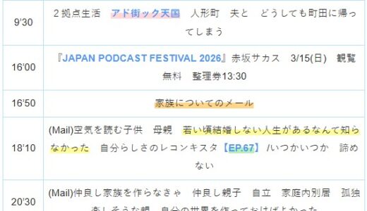 【Ep.281】OVER THE SUNタイムスタンプ＆リンク集【私と家族、私の家族】